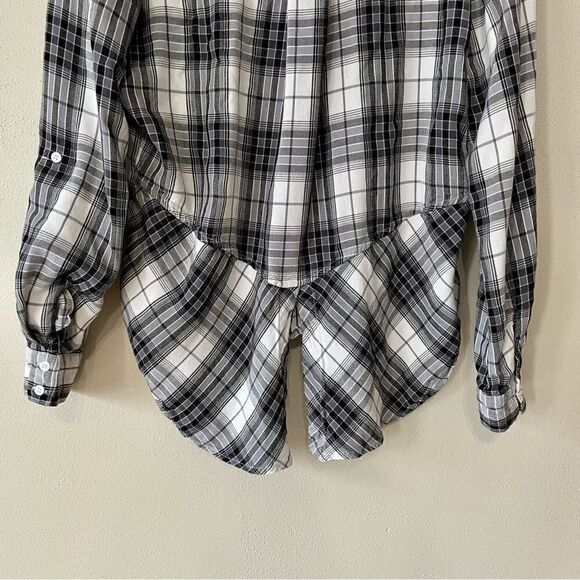 Sam Edelman Black and White Riley Flannel Boyfriend Shirt - Size: Small - Picture 3 of 14